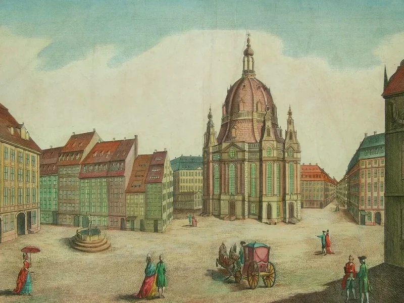 1724-Gottlieb Friedrich Riedel - Raffigurazione della Frauenkirche di Dresda